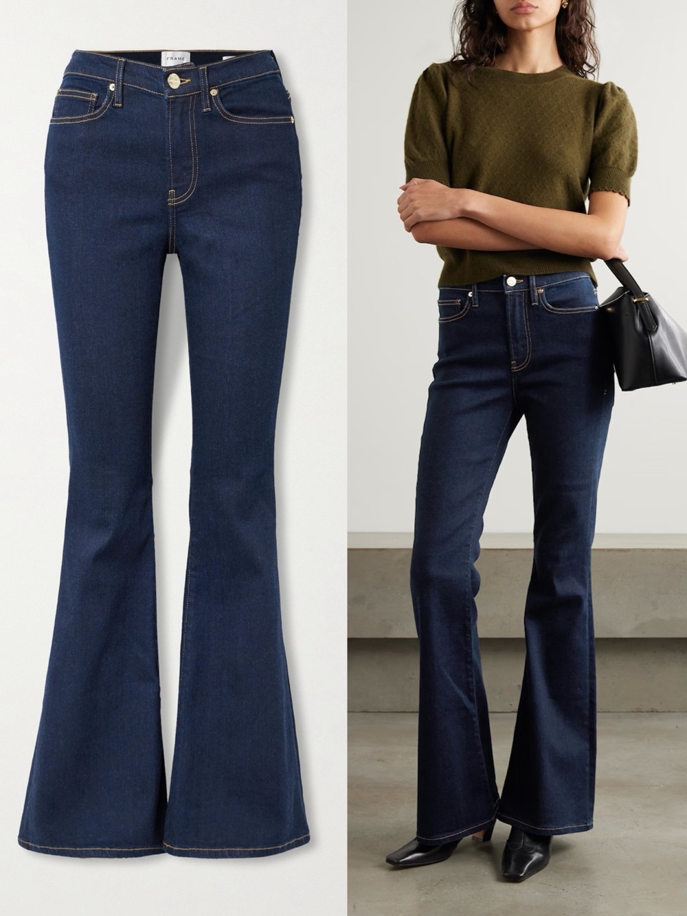 Frame • Le High Flare jeans in Stargirl dark wash indigo high rise bootcut